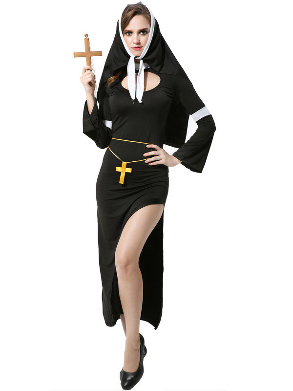 Black M-XL Fashion Female Monasticism Costume