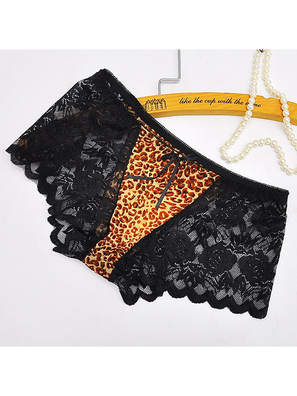 Black One Size Floral Printing Lace Panties