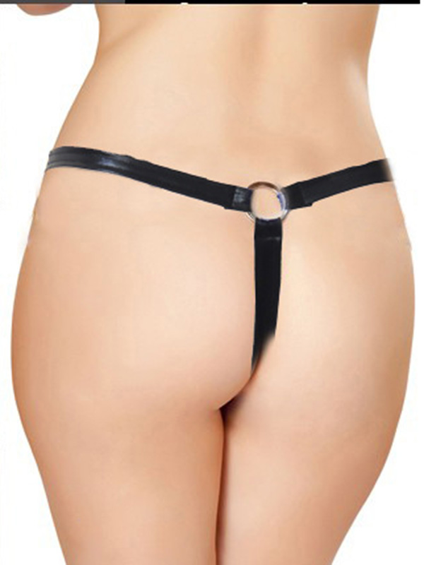 Black One Size Zipper Front G-String Panties