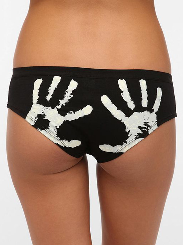 Black S-XL Pattern Printed Panties