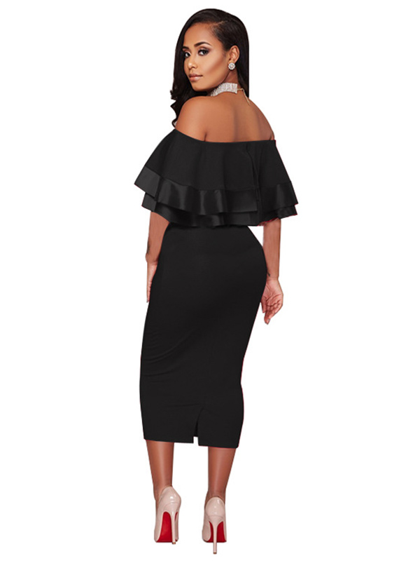 Black S-XXL Sexy Off Shoulder Maxi Dress