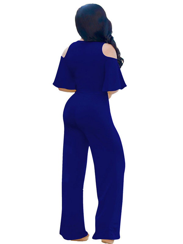 Blue Euramerican Hollow-out Black Jumpsuits  