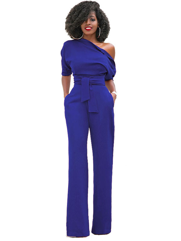 Blue Euramerican Navy Knitting Jumpsuits