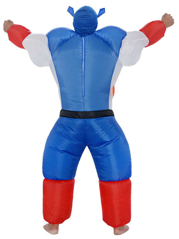 Blue One Size Inflatable American Captain Mascot Costume