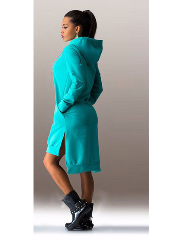 Blue Side Split Asymmetrical Casual Dress