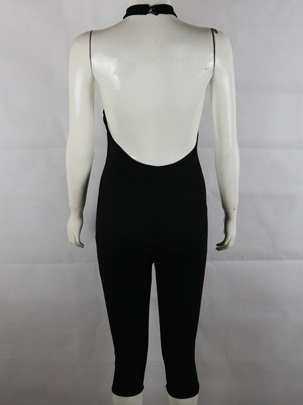Cotton Blends Solid Skinny Jumpsuits