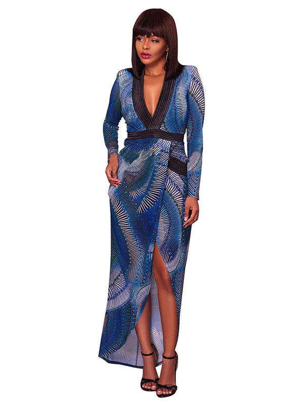 Euramerican Printed  Blue Healthy Fabric Dress 