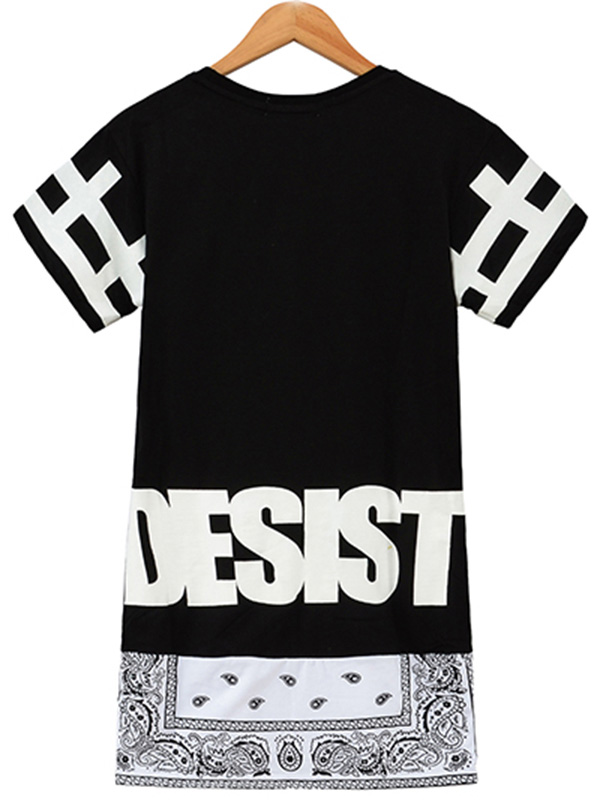 Fashion Short Sleeves Print  Zipper  Casual Dress 