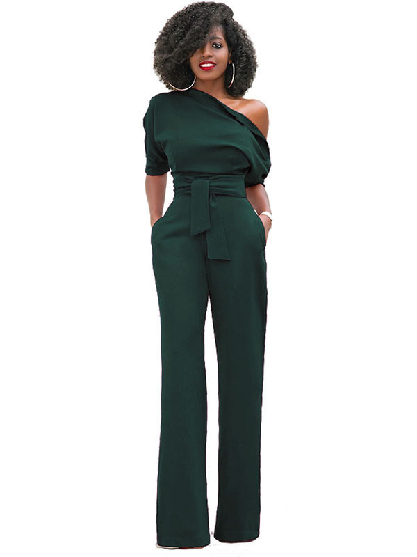 Green Euramerican Navy Knitting Jumpsuits