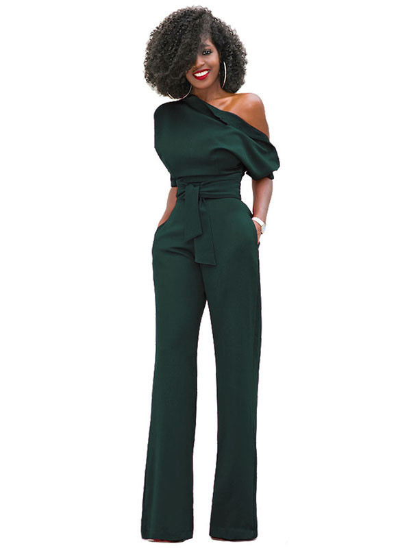Green Euramerican Navy Knitting Jumpsuits