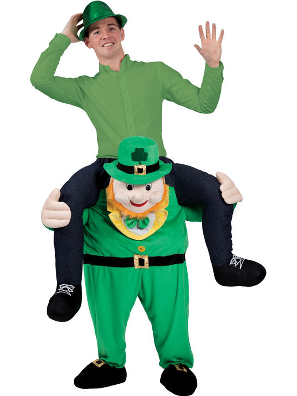 Green One Size Leprechaun Carry Me Mascot Costume