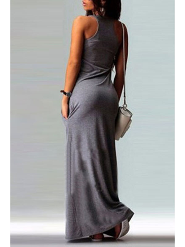 Grey Cat Print Sheath Ankle Length Casual Dress 