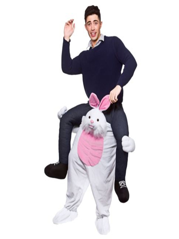 Grey One Size Easter Bunny Carry Me Mascot Costume