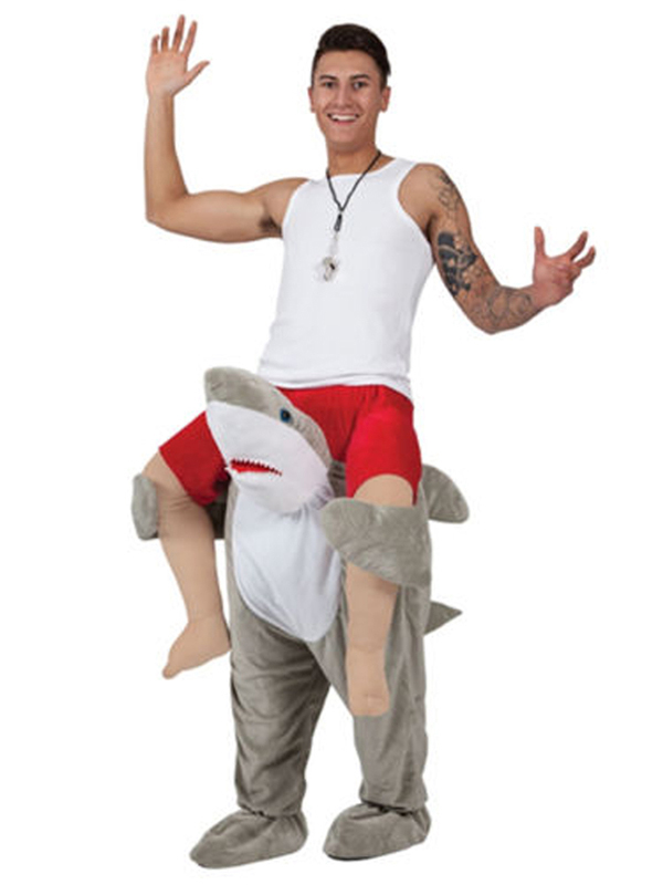 Grey One Size Shark Carry Me Mascot Costume