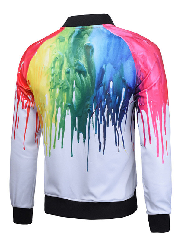 Men Paint Dripping Print Zip Up Coat