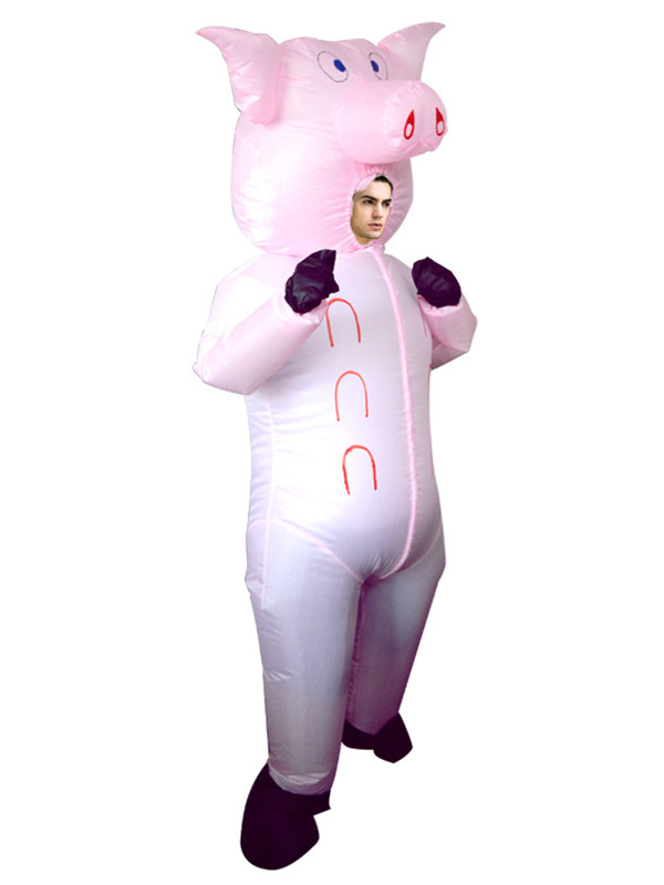 Pink One Size Inflatable Suit Pink Pig Mascot Costumes