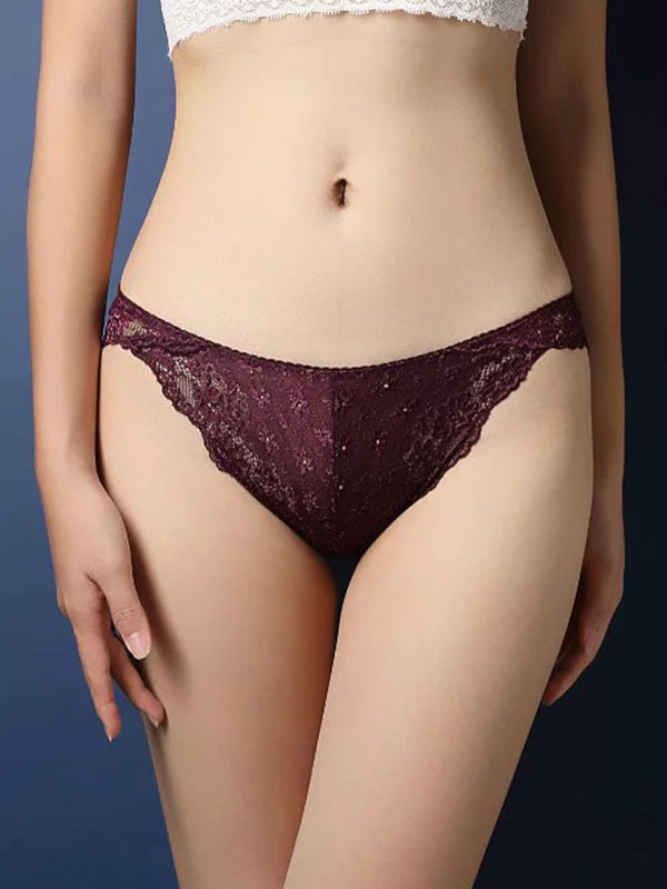 Purple One Size Lace Patchwork Panties