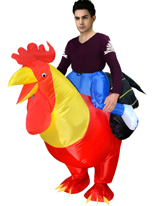 Red One Size Inflatable Rooster Chicken Mascot Costume 