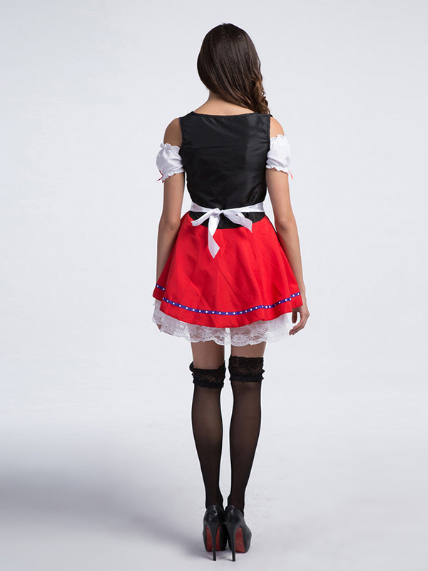Red One Size Traditional French Maid Costume