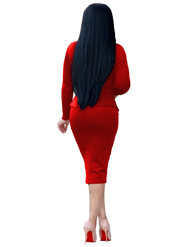 Red Round Neck Drape Collage Design Dress