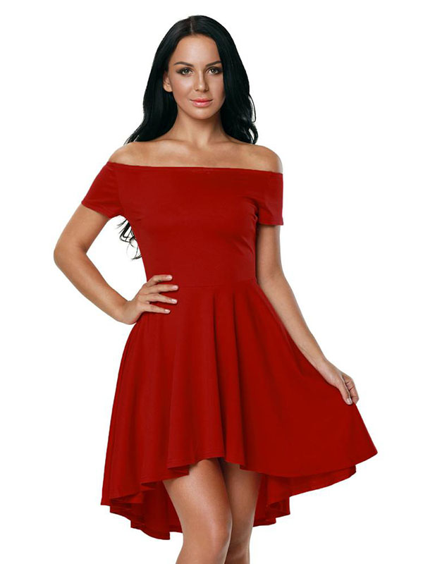 Red S-3XL Fashion Women Off Shoulder Dress