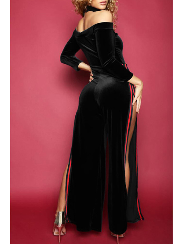 Sexy Bateau Neck Side Slit Jumpsuits