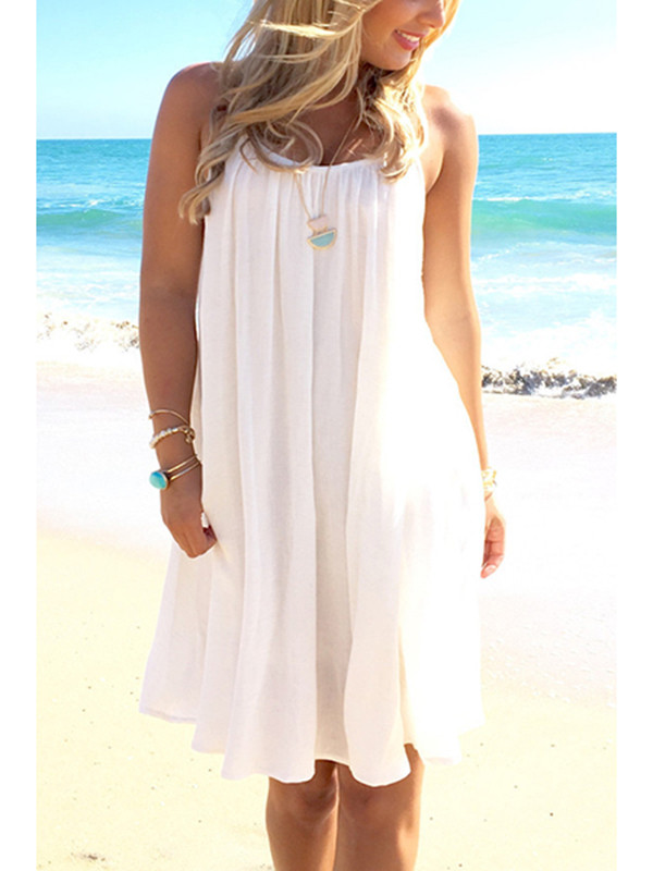 Sexy Round Neck Backless Chiffon Casual Dress