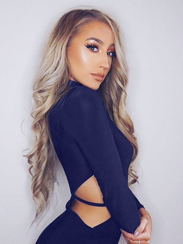 Sexy Round Neck Hollow-out  Sheath Bodycon Dress 