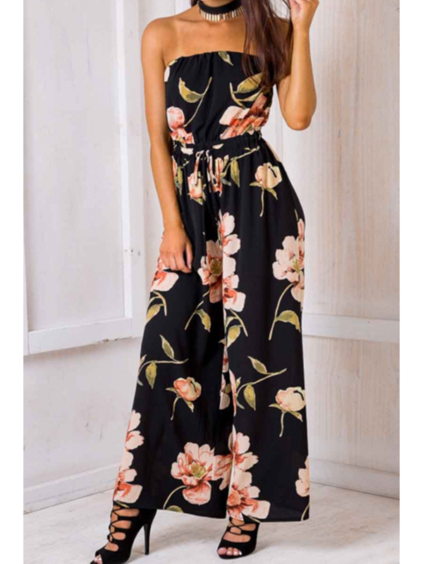 Sexy Spandex Floral Regular Jumpsuits