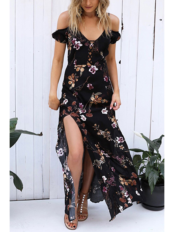 Spaghetti Strap Ankle Length Bohemian Dresses 