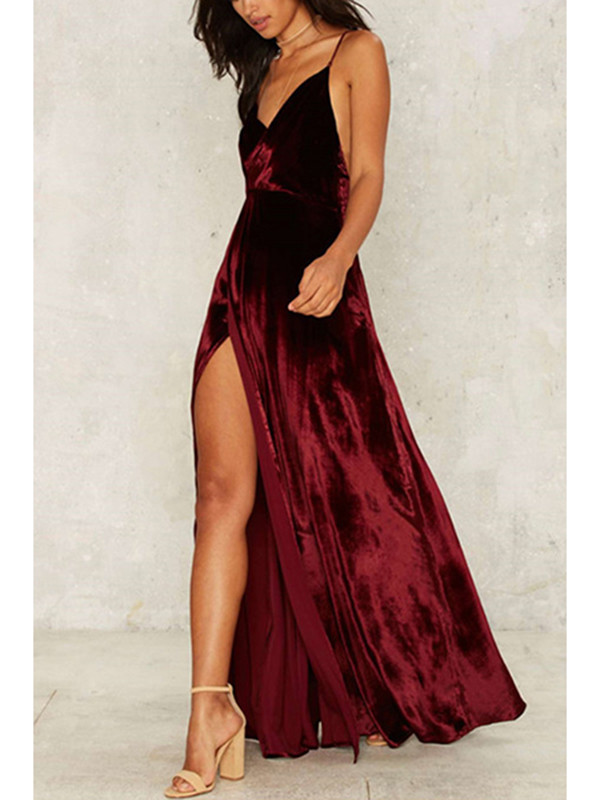 Spaghetti Strap Sleeveless High Split Dress
