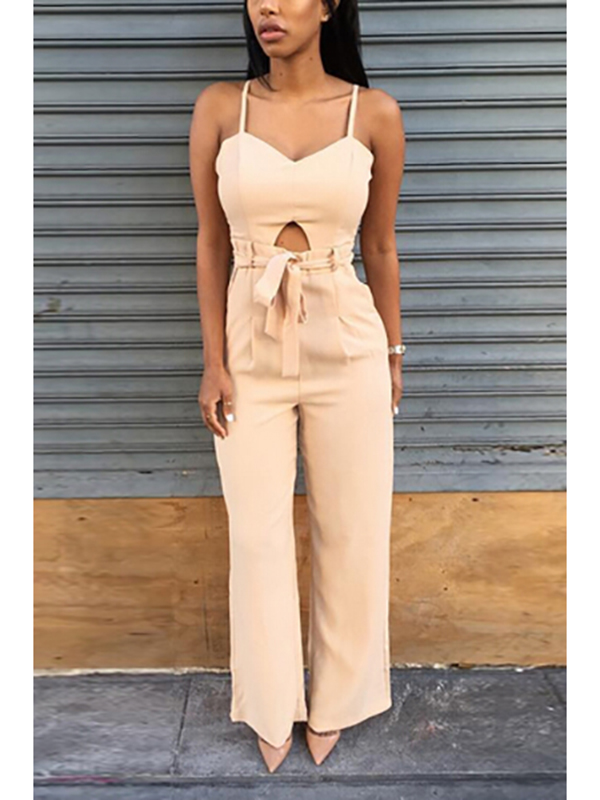 Spaghetti Straps Sleeveless Hollow-out Jumpsuits