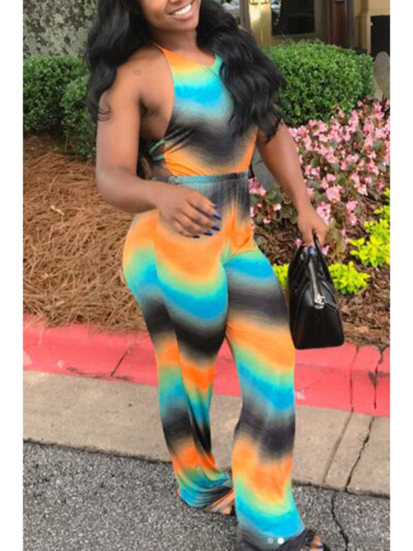 Stylish Printed Milk Fiber One-piece Jumpsuits  