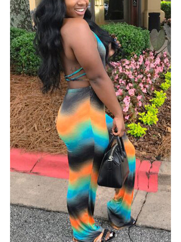 Stylish Printed Milk Fiber One-piece Jumpsuits  