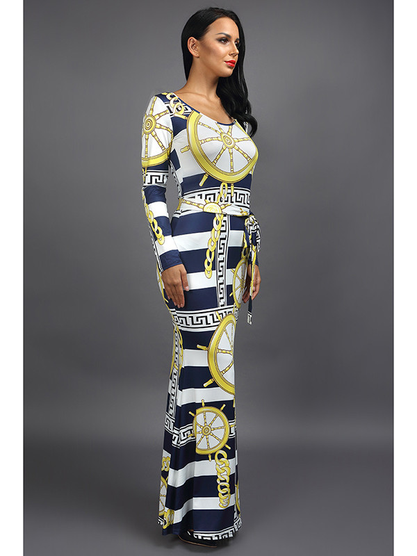 Trendy Boat Neck  Digital Printing  Dress