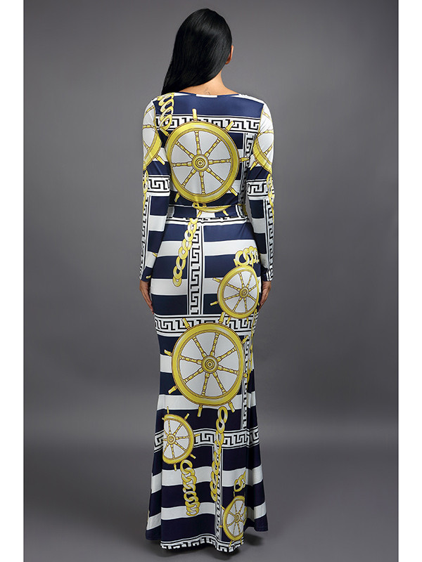 Trendy Boat Neck  Digital Printing  Dress