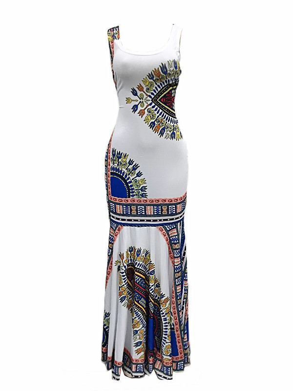 Trendy Spaghetti Strap Sleeveless Printed Dress