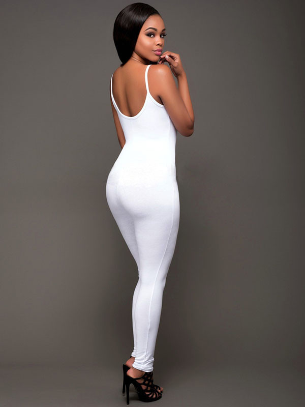 White Contracted Style Spaghetti Strap Jumpsuits