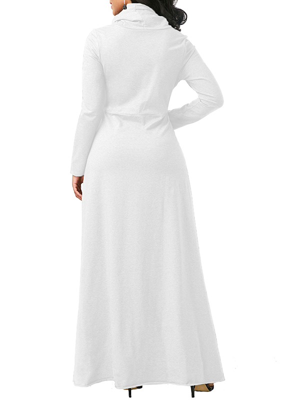 White Long Sleeve Cowl Neck Maxi Dress