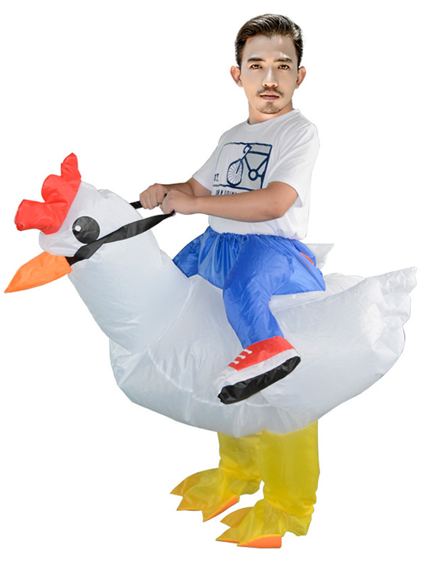 White One Size Inflatable Rooster Mascot Costume 