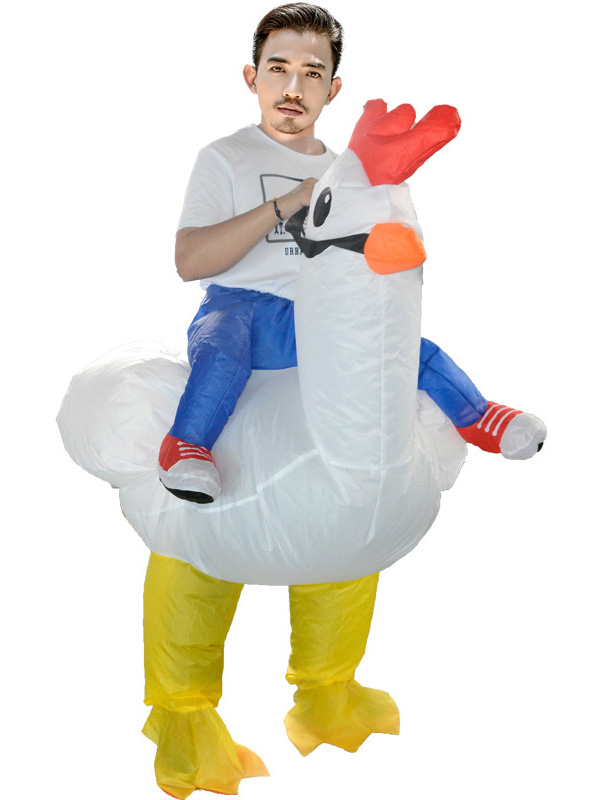 White One Size Inflatable Rooster Mascot Costume 