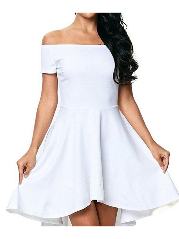 White S-3XL Fashion Women Off Shoulder Dress