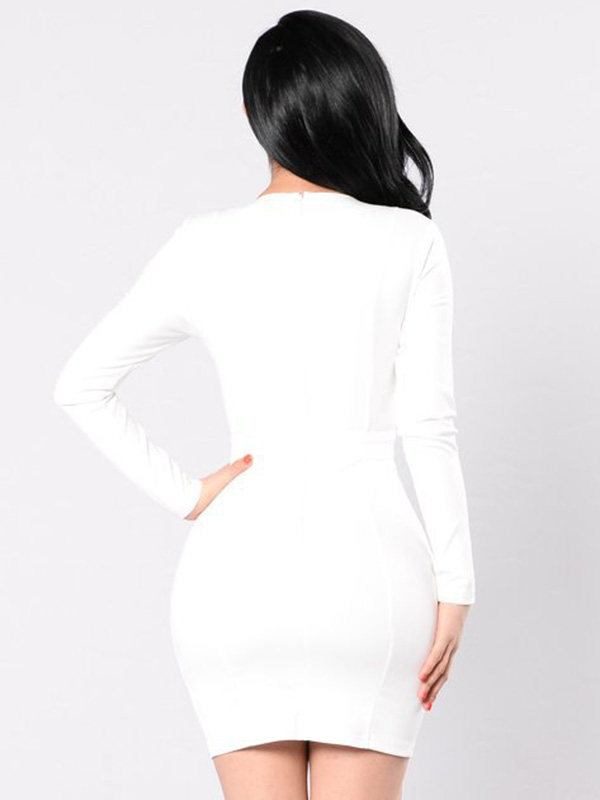 White S-XL Side Split Bodycon Dress