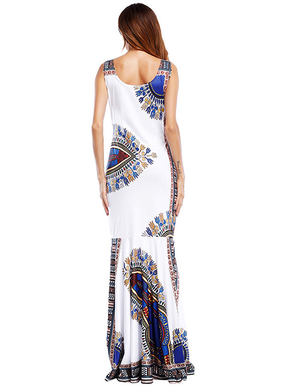 White Trendy Spaghetti Strap Sleeveless Printed Dress