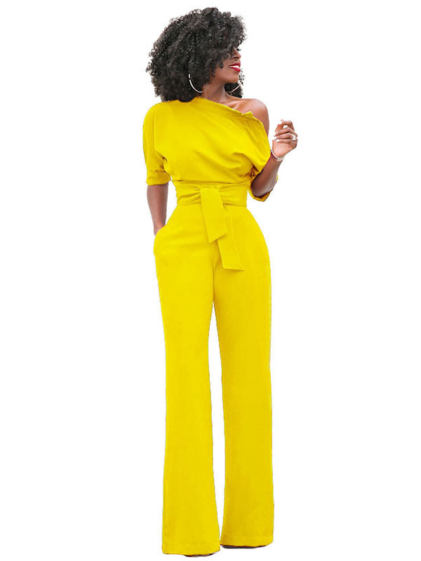 Yellow Euramerican Navy Knitting Jumpsuits