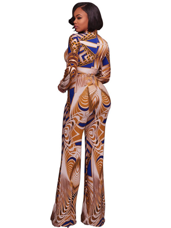 Yellow Euramerican Printed One-piece Jumpsuits