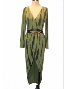 4 Colors Sexy V Neck Long Sleeves Print Dress