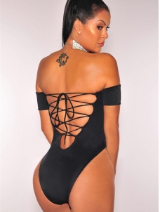 Black Blending Solid Skinny Bodysuit