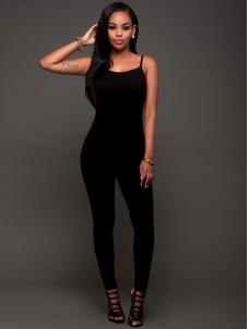 Black Contracted Style Spaghetti Strap Jumpsuits