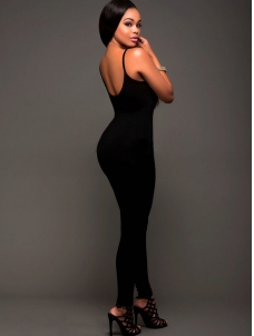 Black Contracted Style Spaghetti Strap Jumpsuits